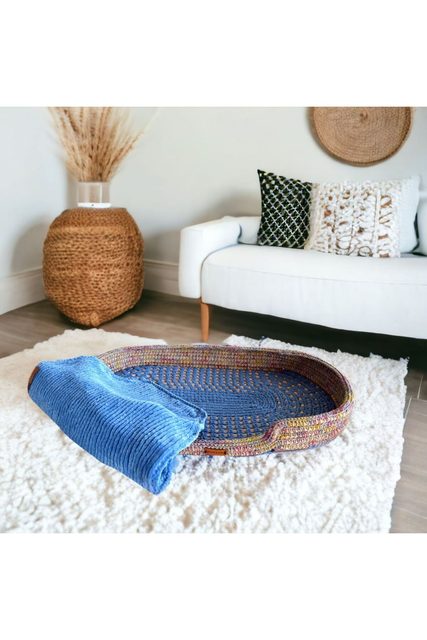 Pootchi Batik Kenarlı Mavi Battaniyeli Yatak